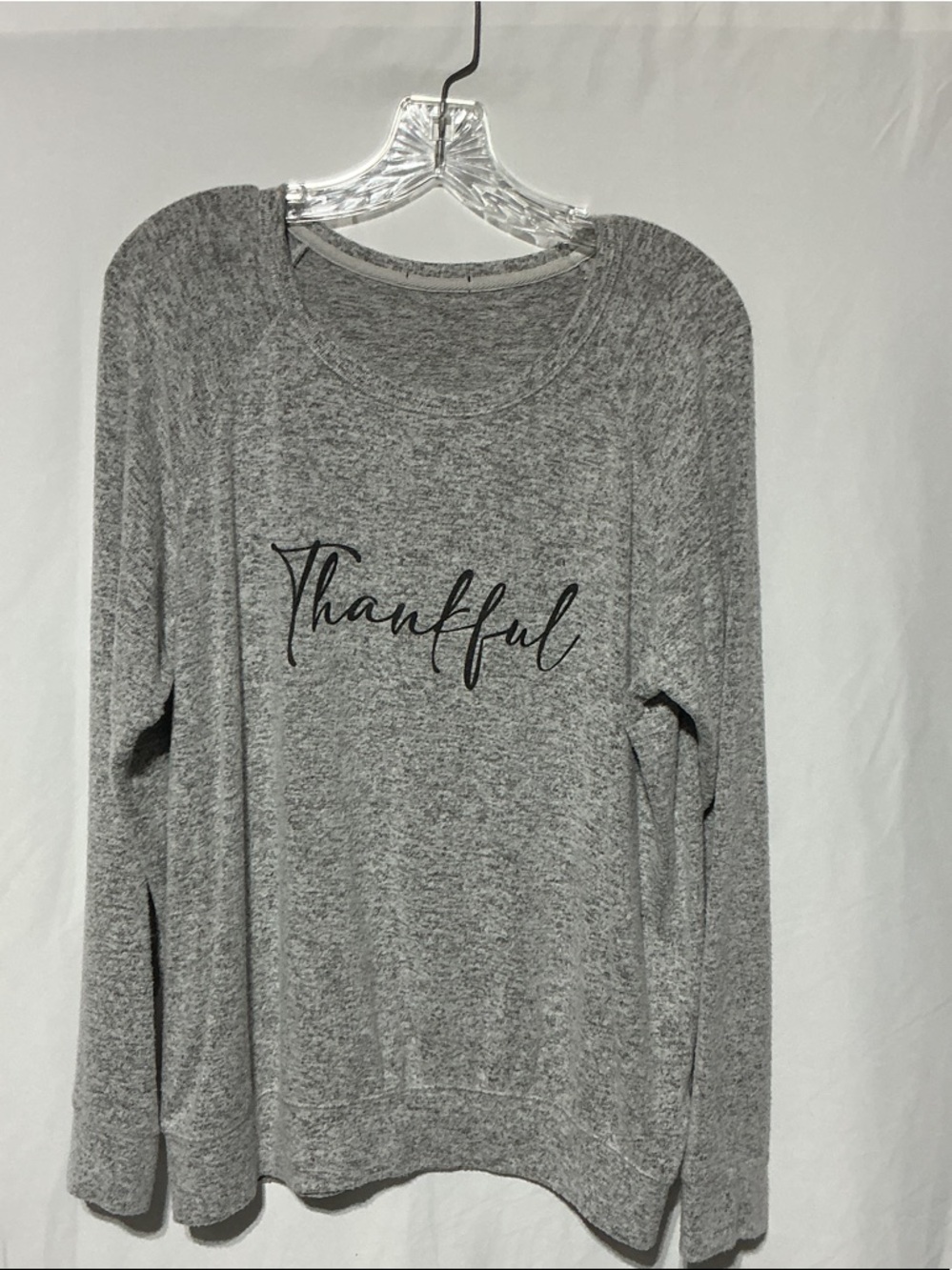 Buffalo David Bitten Womens Heather Gray Thankful Pullover Sweater Sz L